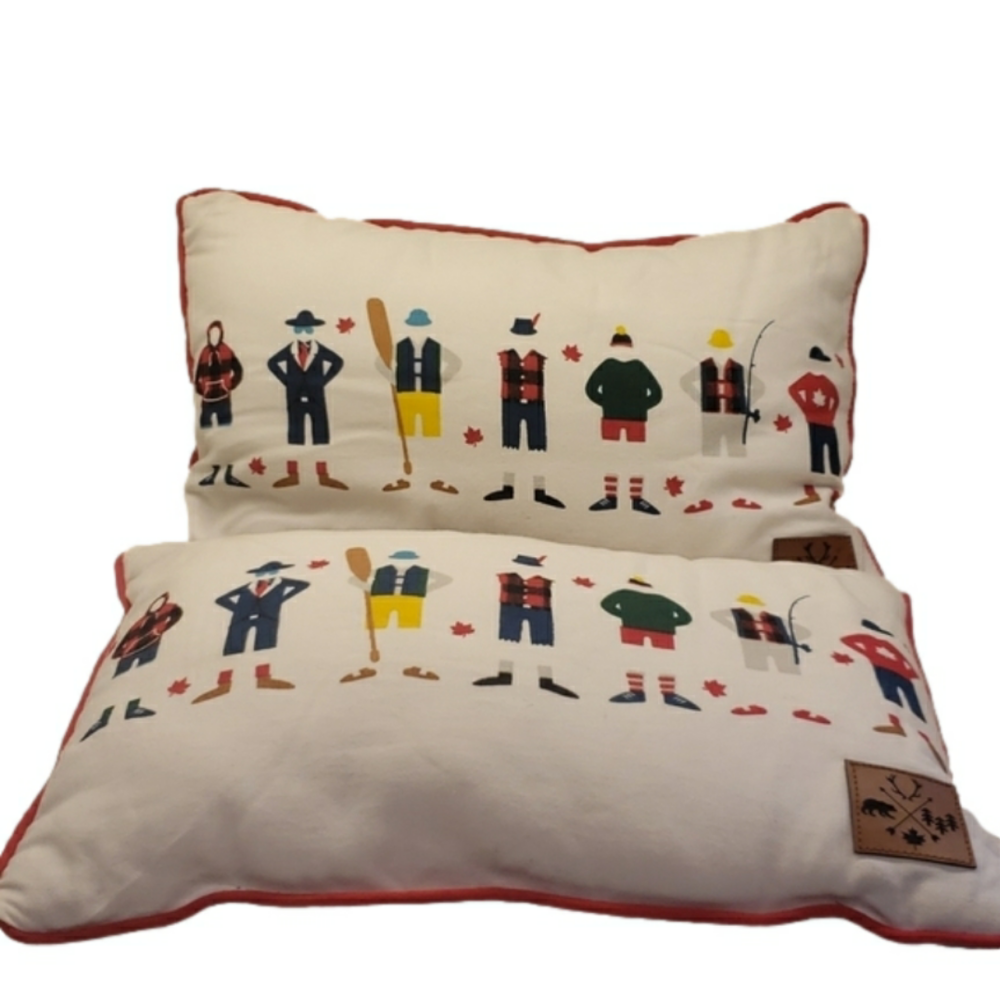 𝅺SET of 2 President's Choice Winter Pillows Cushions 12" x 18" Blue Green plaid